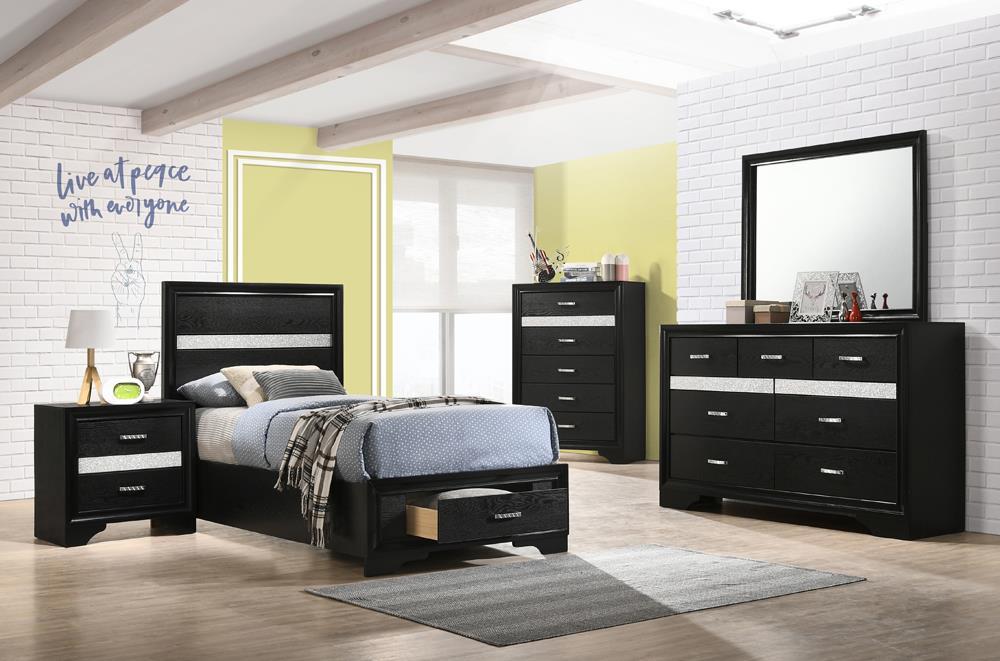 Miranda Twin Storage Bed Black - Half Price Furniture