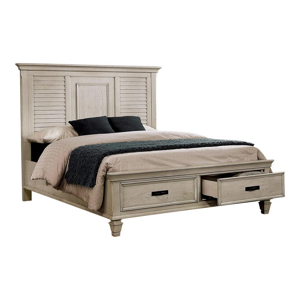 Franco Eastern King Storage Bed Antique White - Bed - Half Price Furniture