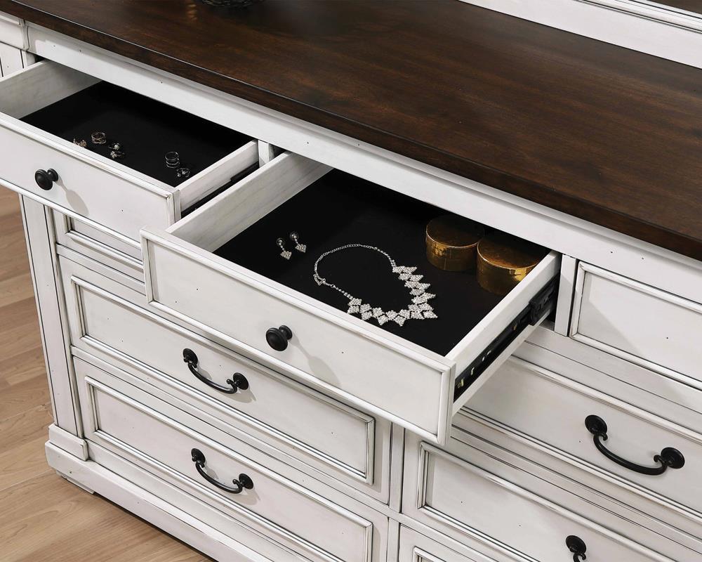 Hillcrest 9-drawer Dresser Dark Rum and White Hillcrest 9-drawer Dresser Dark Rum and White Half Price Furniture