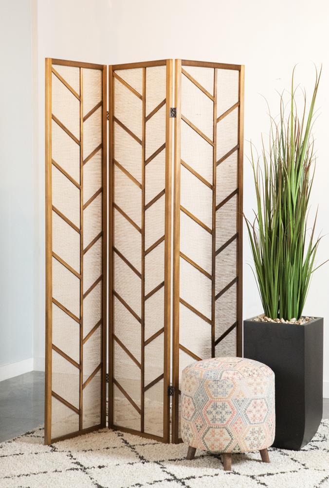 Mila Foldable 3-panel Screen Walnut and Linen Half Price Furniture