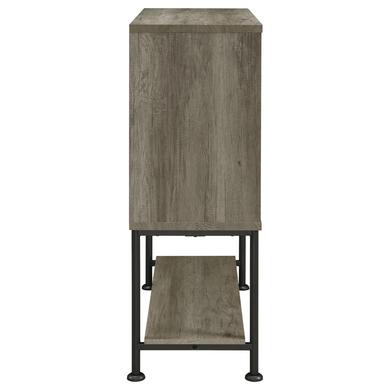 Claremont Sliding Door Bar Cabinet with Lower Shelf Grey Driftwood - Wine Cabintet - Half Price Furniture