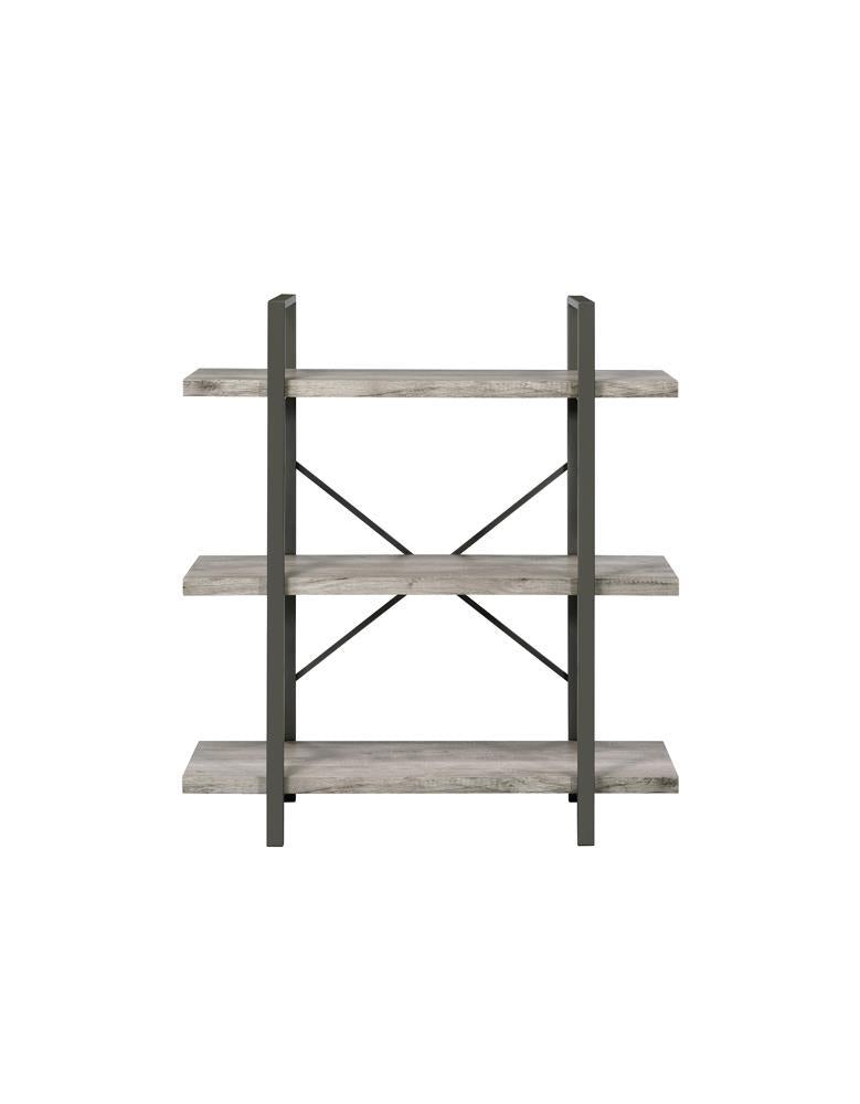 Cole 3-Shelf Bookcase Grey Driftwood and Gunmetal - Bookcase - Half Price Furniture
