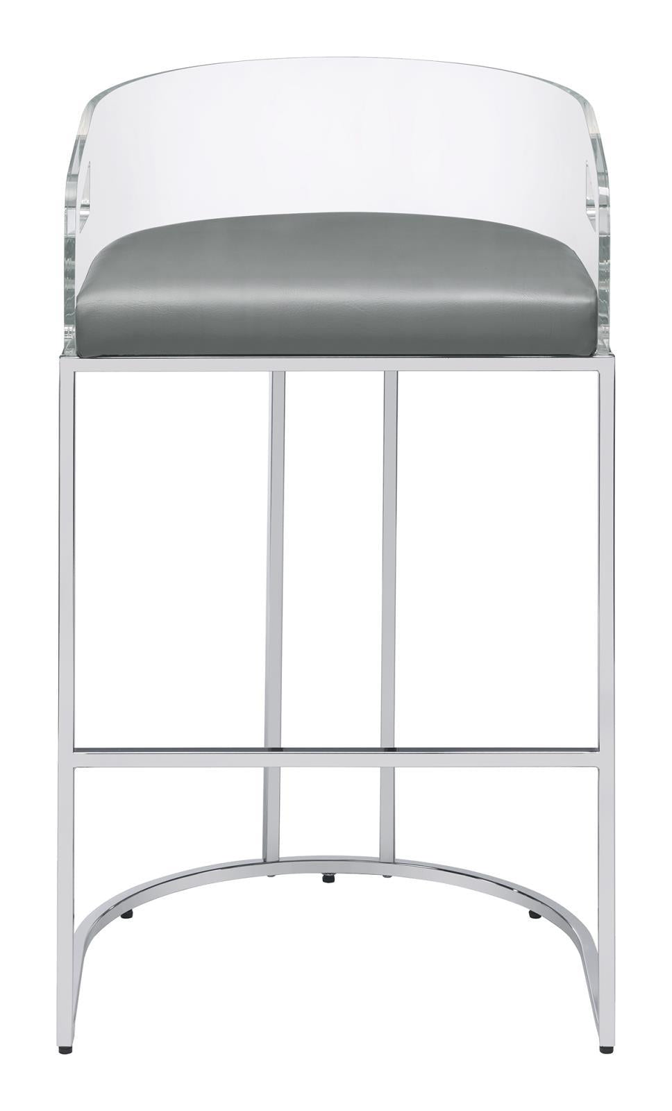 Thermosolis Acrylic Back Bar Stools Grey and Chrome (Set of 2) - Barstool - Half Price Furniture