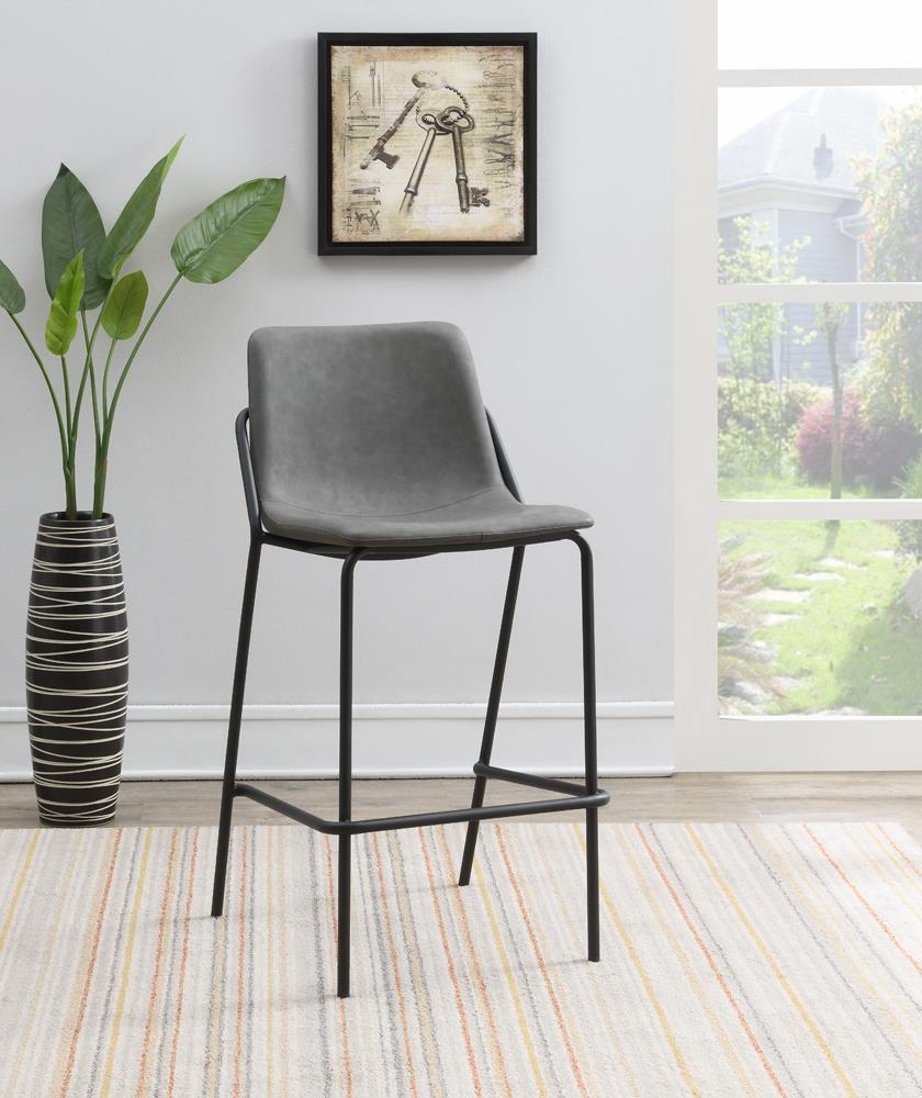 Earnest Solid Back Upholstered Bar Stools Grey and Black (Set of 2) - Half Price Furniture