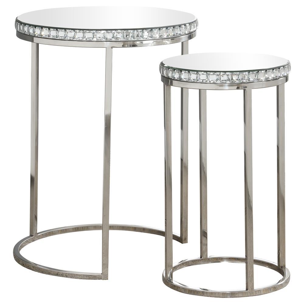 Addison 2-piece Round Nesting Table Silver Addison 2-piece Round Nesting Table Silver Half Price Furniture