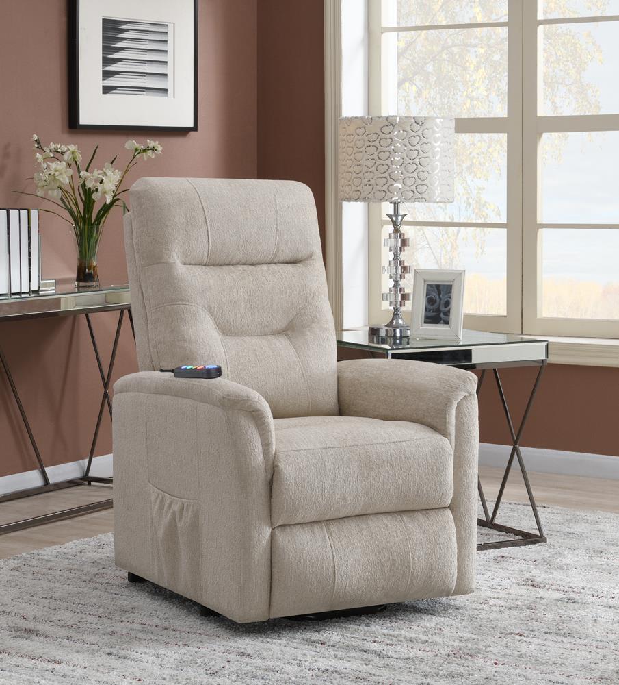 Henrietta Power Lift Recliner with Storage Pocket Beige - Recliner - Half Price Furniture