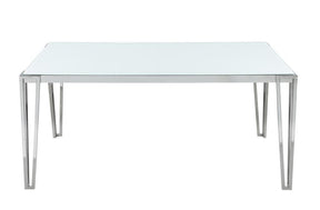 Pauline Rectangular Dining Table with Metal Leg White and Chrome Pauline Rectangular Dining Table with Metal Leg White and Chrome Half Price Furniture