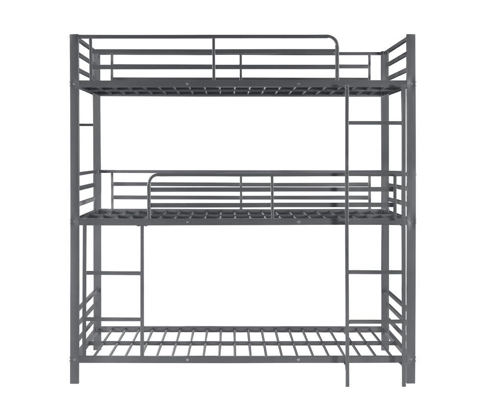 Maynard Metal Triple Twin Bunk Bed Gunmetal - Bunk Bed - Half Price Furniture