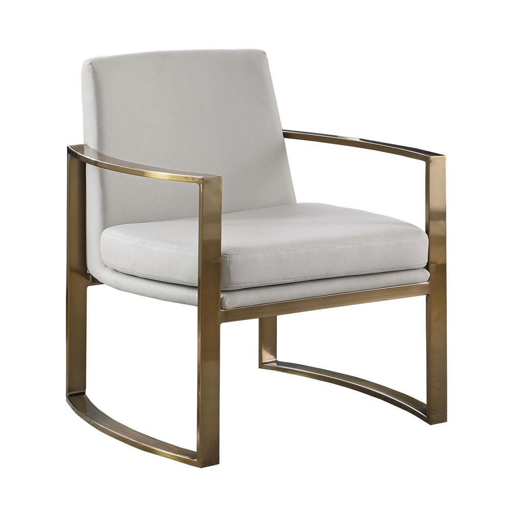 Cory Concave Metal Arm Accent Chair Cream and Bronze Cory Concave Metal Arm Accent Chair Cream and Bronze Half Price Furniture