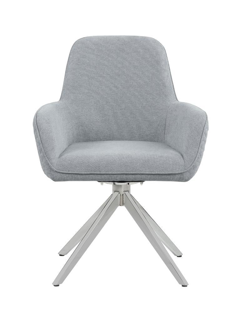Abby Flare Arm Side Chair Light Grey and Chrome - Dining Chair - Half Price Furniture