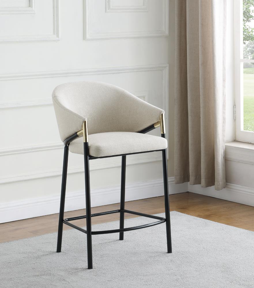 Chadwick Sloped Arm Counter Height Stools Beige and Glossy Black (Set of 2) Half Price Furniture