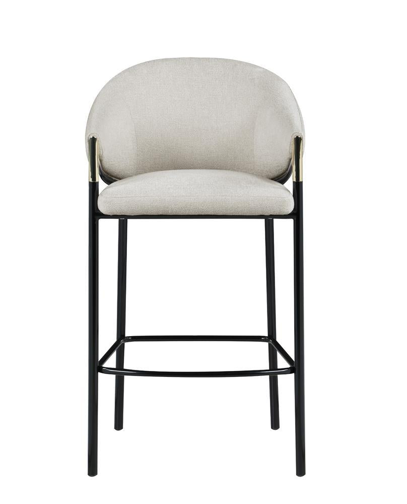 Chadwick Sloped Arm Bar Stools Beige and Glossy Black (Set of 2) - Barstool - Half Price Furniture