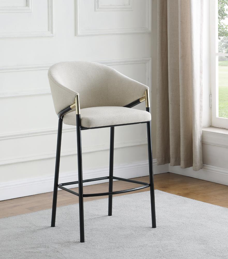 Chadwick Sloped Arm Bar Stools Beige and Glossy Black (Set of 2) - Barstool - Half Price Furniture