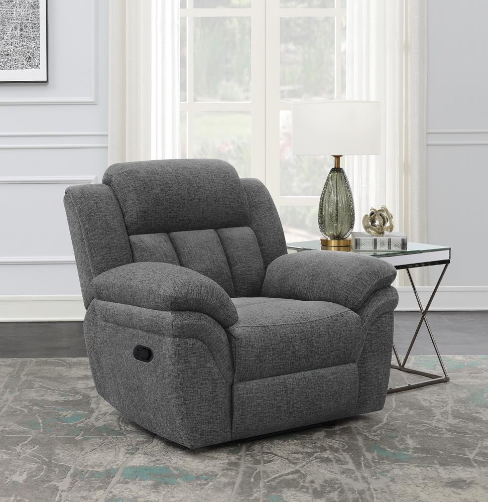 Bahrain Upholstered Glider Recliner Charcoal - Recliner - Half Price Furniture