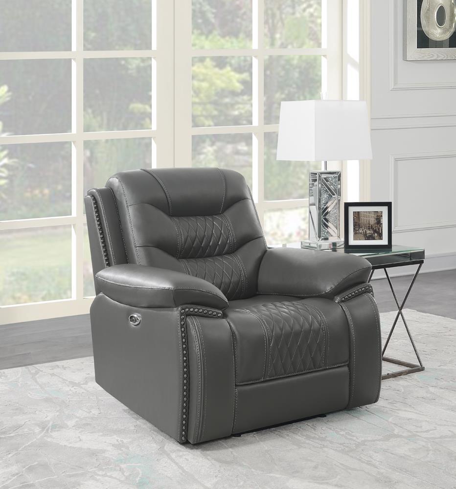 Flamenco Tufted Upholstered Power Recliner Charcoal  Las Vegas Furniture Stores