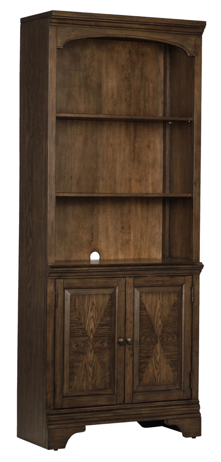 Hartshill Bookcase with Cabinet Burnished Oak  Las Vegas Furniture Stores