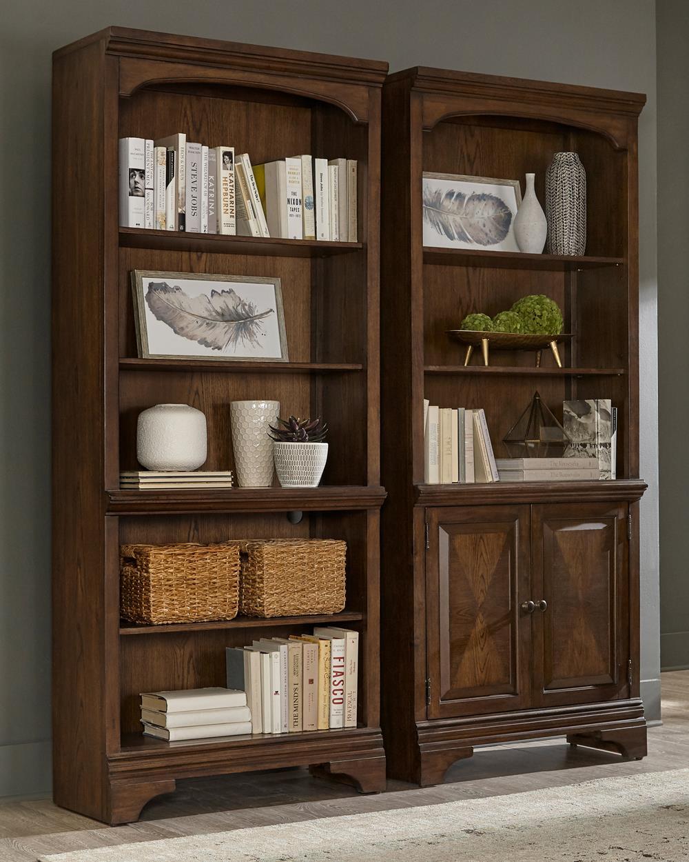 Hartshill Bookcase with Cabinet Burnished Oak Half Price Furniture