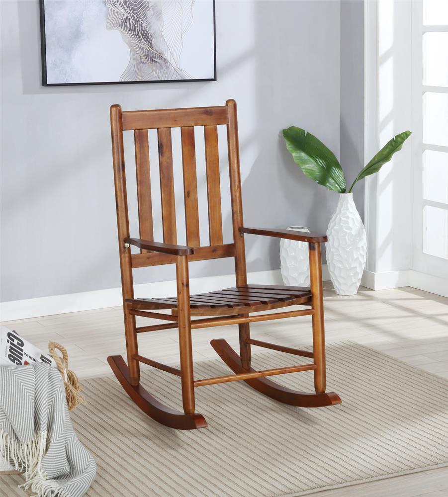 Annie Slat Back Wooden Rocking Chair Golden Brown Half Price Furniture
