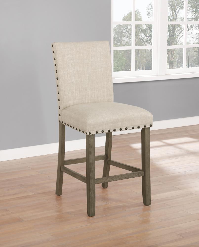 Ralland Upholstered Counter Height Stools with Nailhead Trim Beige (Set of 2) - Barstool - Half Price Furniture