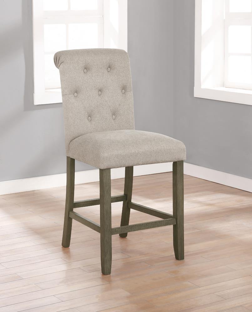 Balboa Tufted Back Counter Height Stools Beige and Rustic Brown (Set of 2) - Barstool - Half Price Furniture