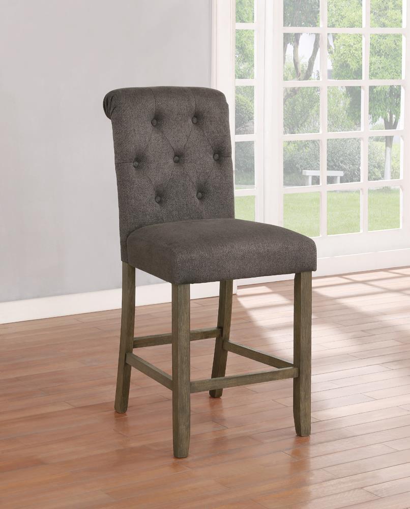 Balboa Tufted Back Counter Height Stools Grey and Rustic Brown (Set of 2) - Barstool - Half Price Furniture