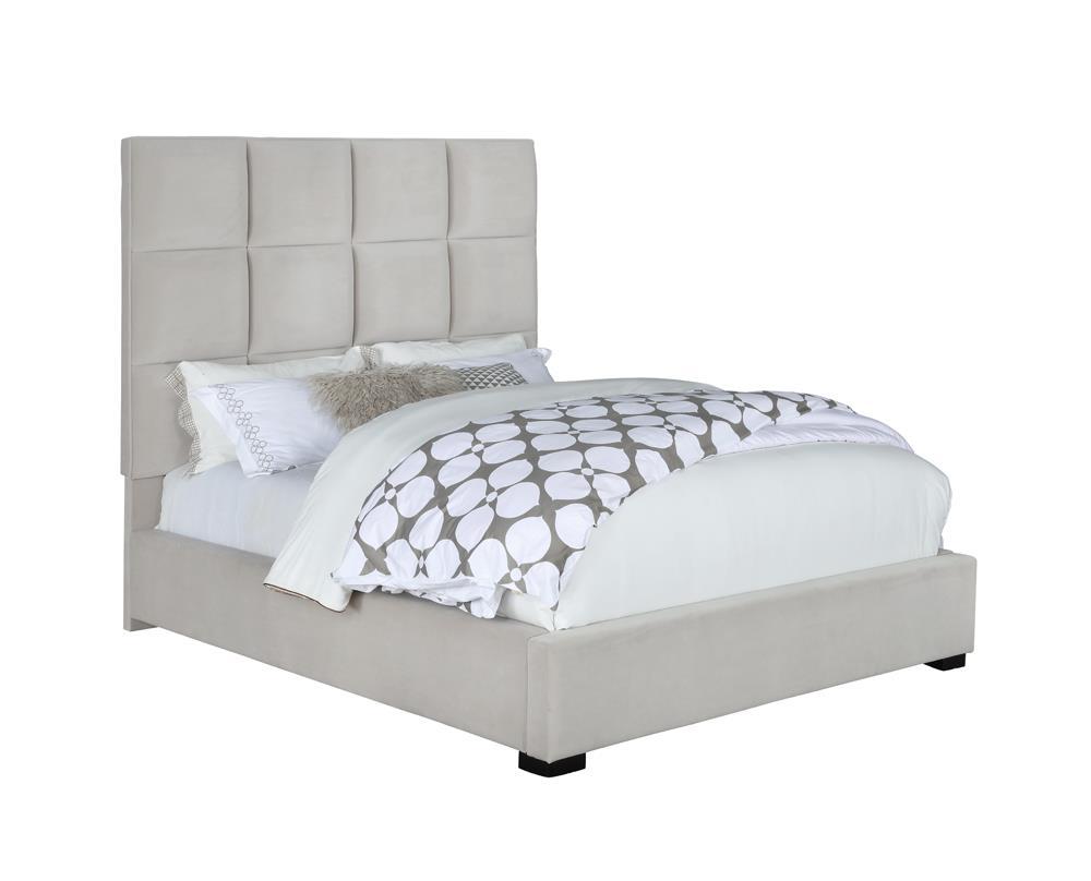 Panes Queen Tufted Upholstered Panel Bed Beige Half Price Furniture