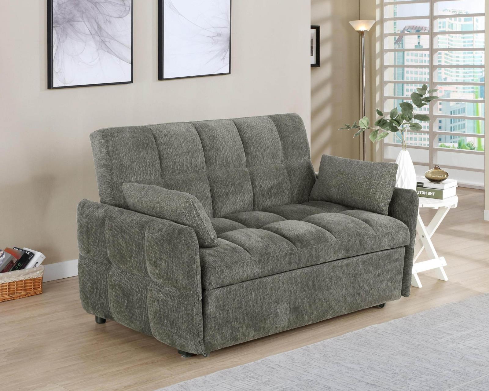 Cotswold Tufted Cushion Sleeper Sofa Bed Dark Grey Half Price Furniture