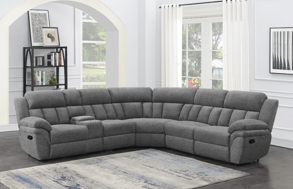 Bahrain 6-piece Upholstered Motion Sectional Charcoal - Half Price Furniture