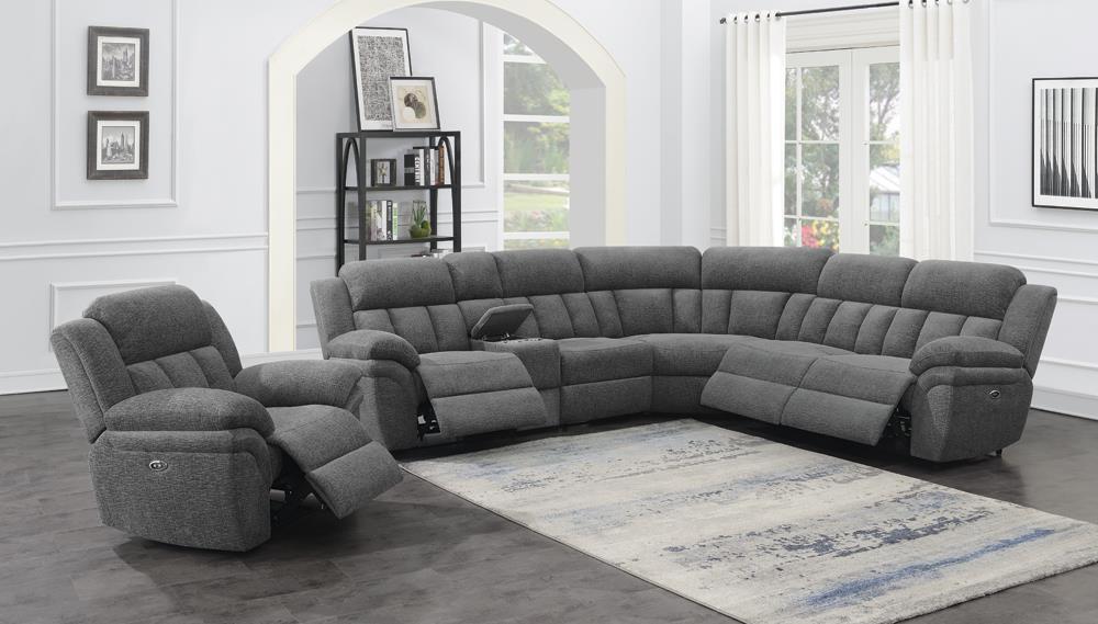 Bahrain 6-piece Upholstered Power Sectional Charcoal - Sectional - Half Price Furniture
