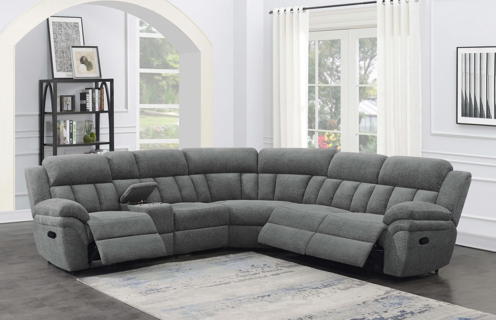 Bahrain 6-piece Upholstered Motion Sectional Charcoal - Sectional - Half Price Furniture