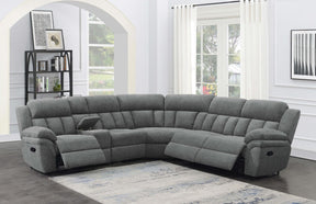 Bahrain 6-piece Upholstered Motion Sectional Charcoal Bahrain 6-piece Upholstered Motion Sectional Charcoal Half Price Furniture