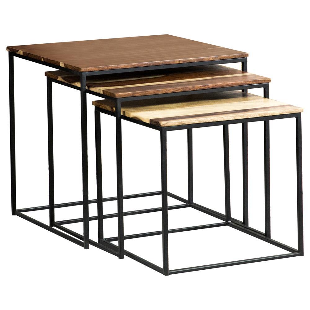 Belcourt 3-piece Square Nesting Tables Natural and Black Belcourt 3-piece Square Nesting Tables Natural and Black Half Price Furniture