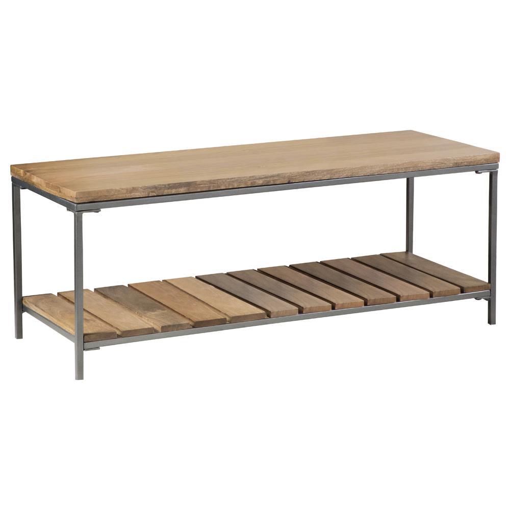 Gerbera Accent Bench with Slat Shelf Natural and Gunmetal - Half Price Furniture