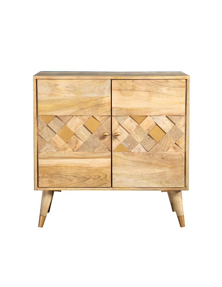 Alyssum Checkered Pattern 2-door Accent Cabinet Natural - Accent Cabinet - Half Price Furniture