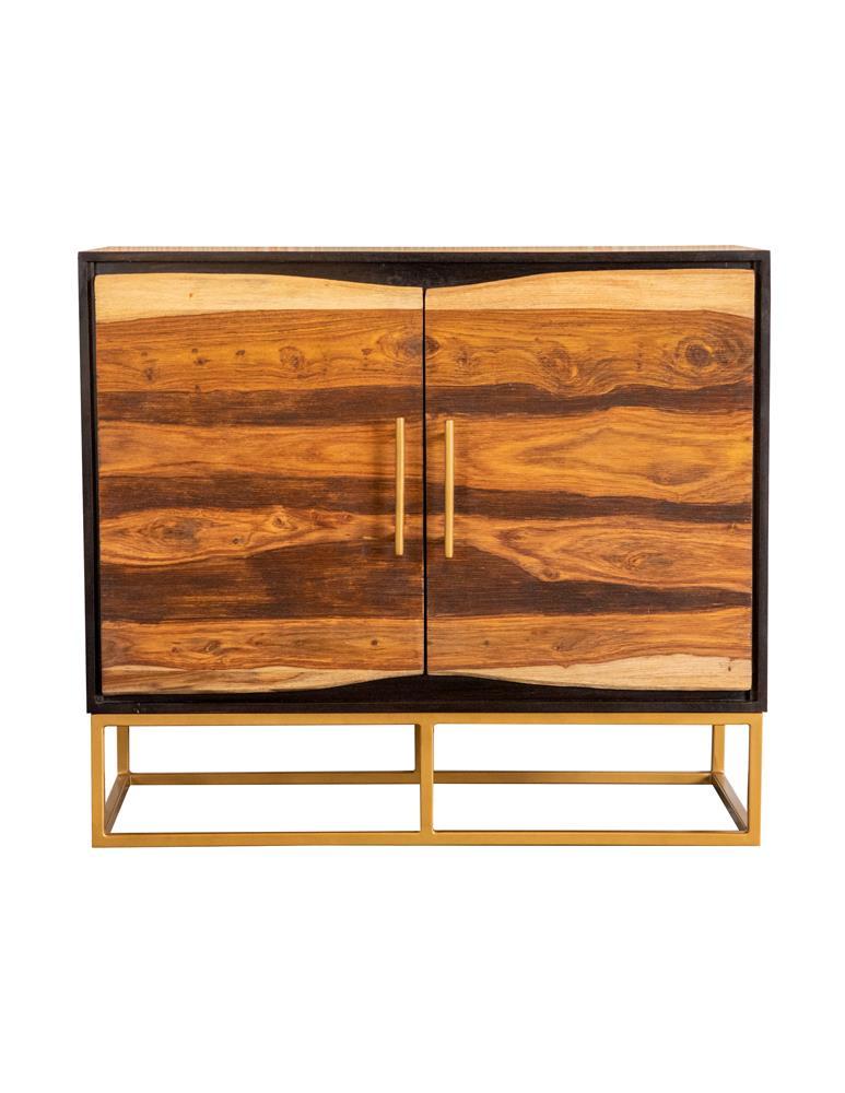 Zara 2-door Accent Cabinet Black Walnut and Gold - Accent Cabinet - Half Price Furniture