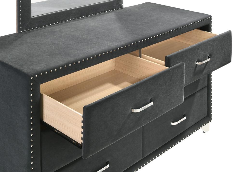 Melody 6-drawer Upholstered Dresser Grey  Las Vegas Furniture Stores