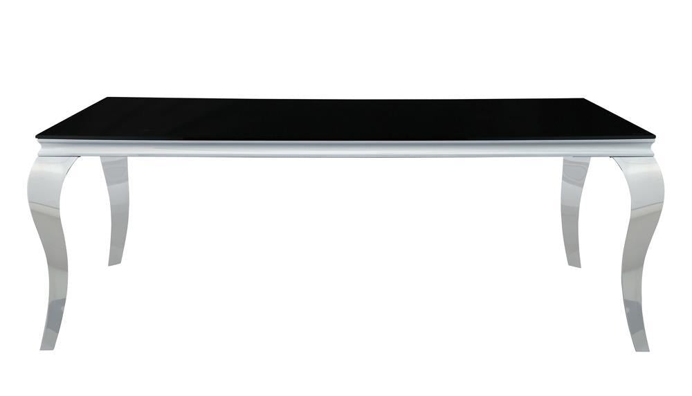 Carone Rectangular Glass Top Dining Table Black and Chrome - Dining Table - Half Price Furniture