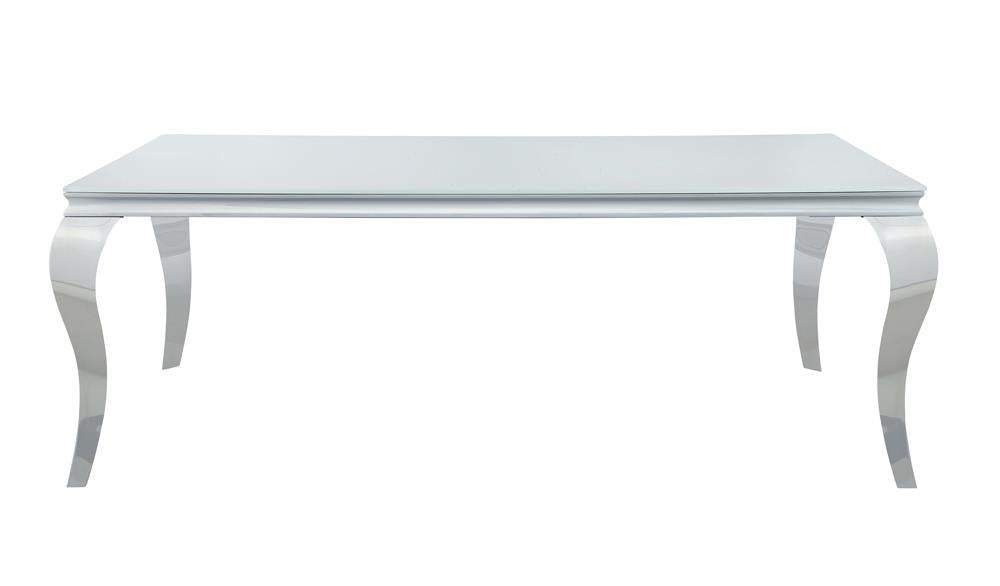 Carone Rectangular Glass Top Dining Table White and Chrome - Dining Table - Half Price Furniture
