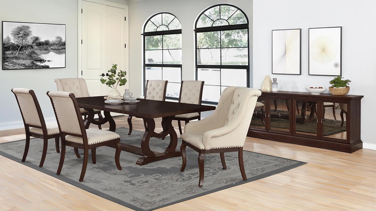 Brockway Trestle Dining Table Antique Java - Dining Table - Half Price Furniture