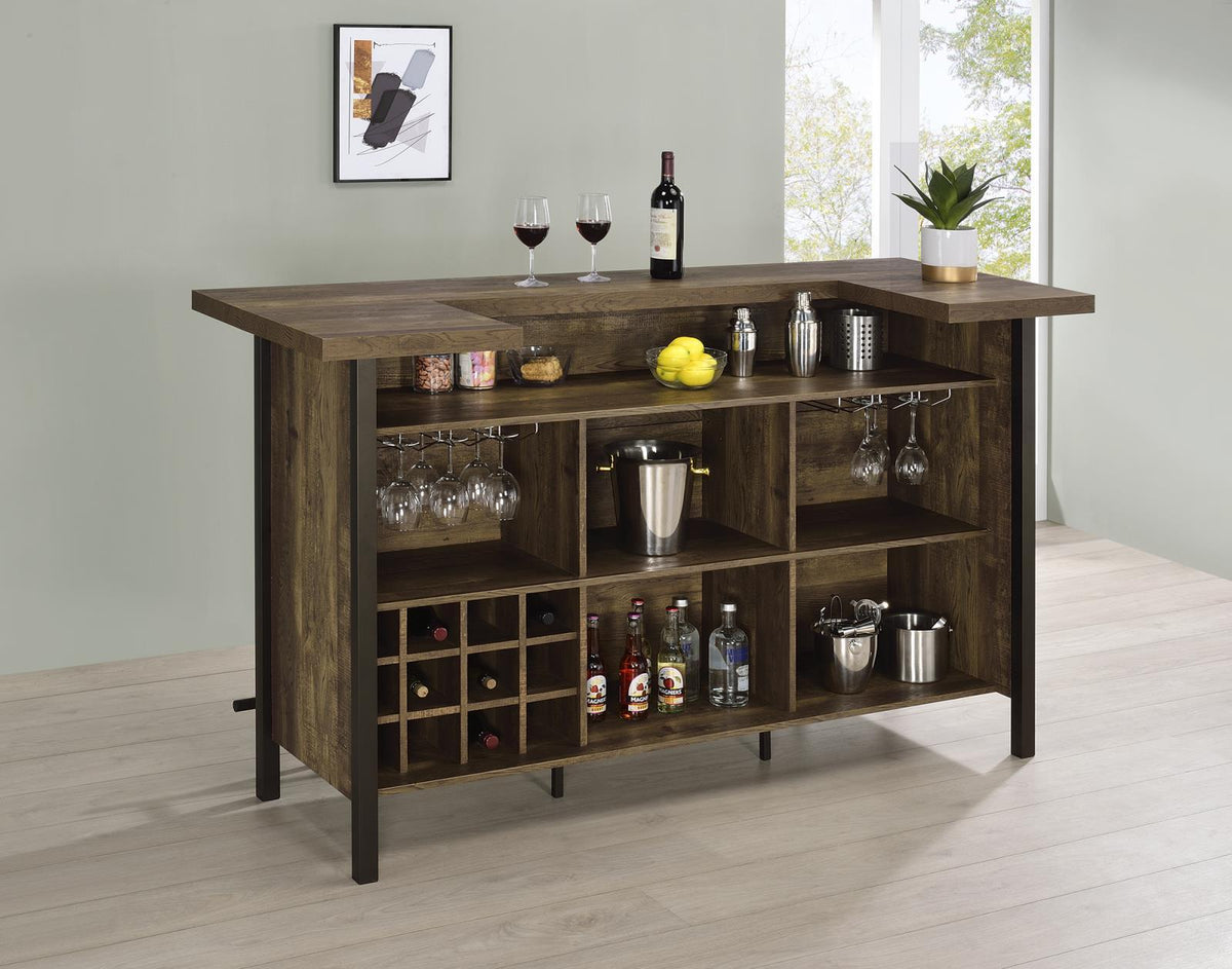 Bellemore Rectangular Storage Bar Unit Rustic Oak - Bar - Half Price Furniture
