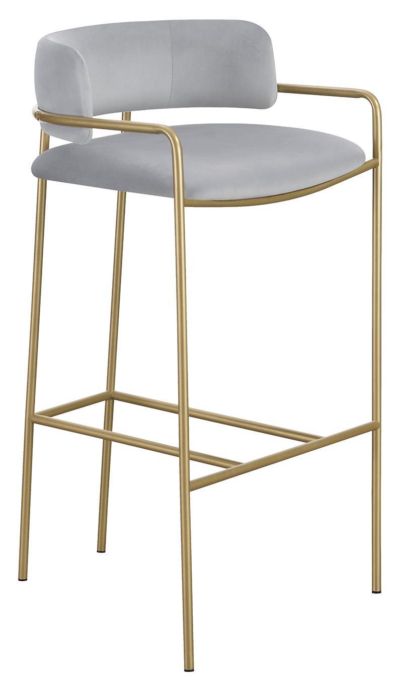 Comstock Upholstered Low Back Stool Grey and Gold - Barstool - Half Price Furniture