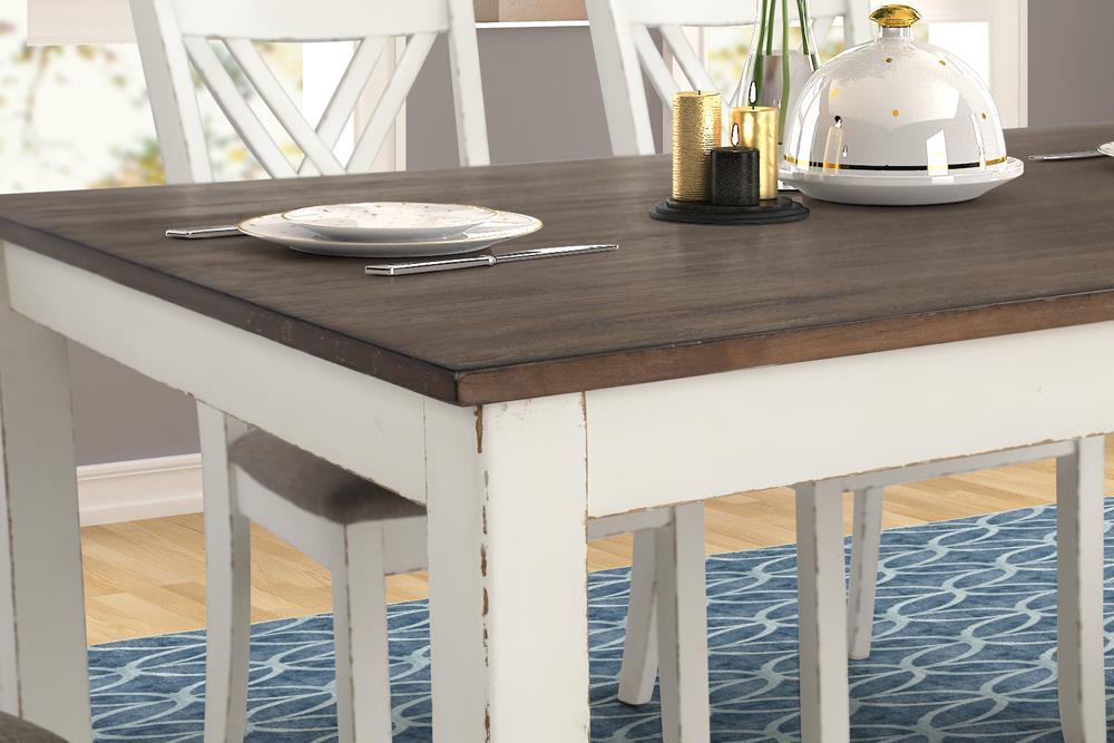 Fortress 7-piece Dining Set Chestnut and Vintage White - Dining Room Set - Half Price Furniture