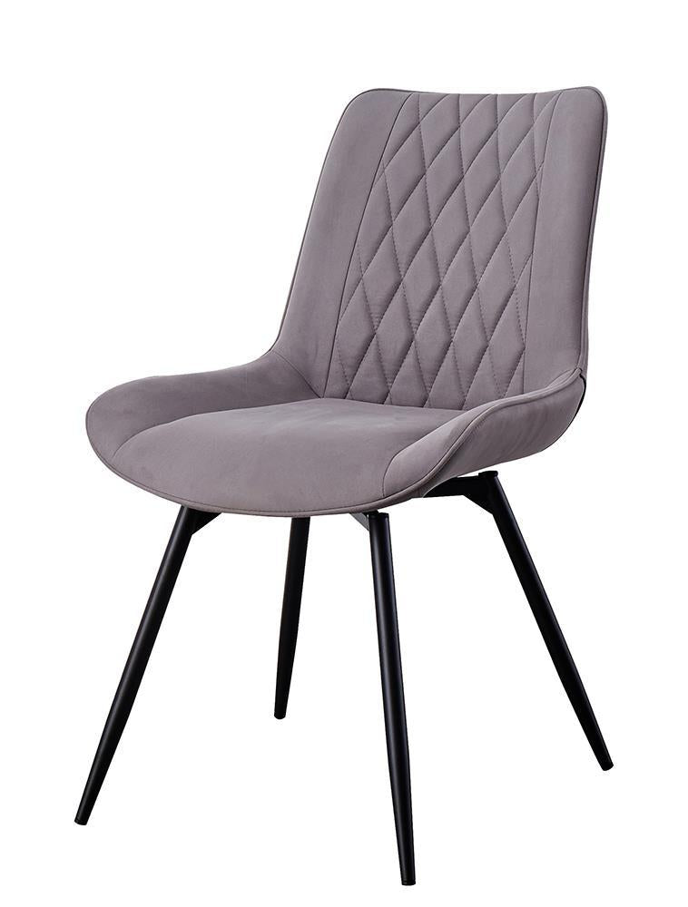 Diggs Upholstered Tufted Swivel Dining Chairs Grey and Gunmetal (Set of 2) - Half Price Furniture