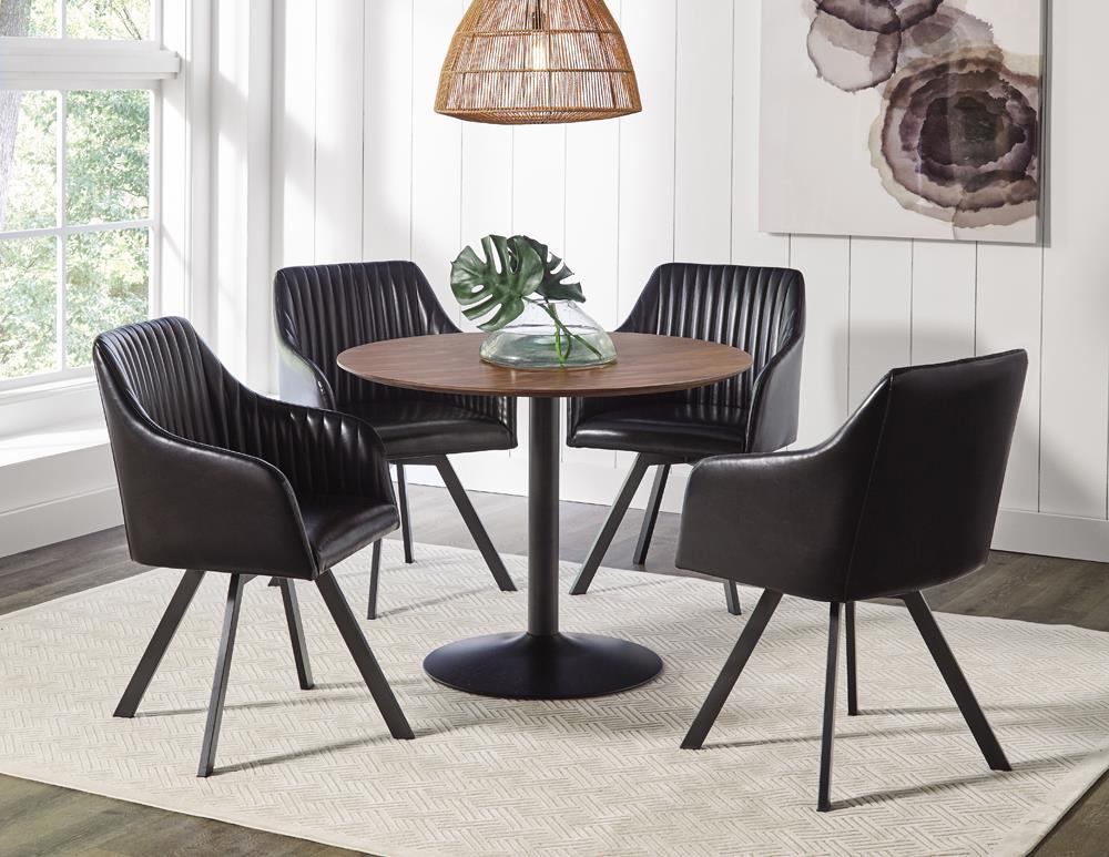 Arika Tufted Sloped Arm Swivel Dining Chair Black and Gunmetal Arika Tufted Sloped Arm Swivel Dining Chair Black and Gunmetal Half Price Furniture