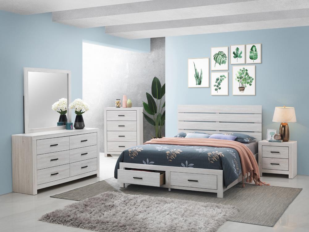 Brantford Eastern King Panel Bed Coastal White - Bed - Half Price Furniture