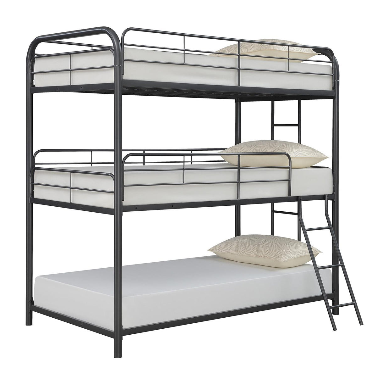Garner Triple Twin Bunk Bed with Ladder Gunmetal - Half Price Furniture