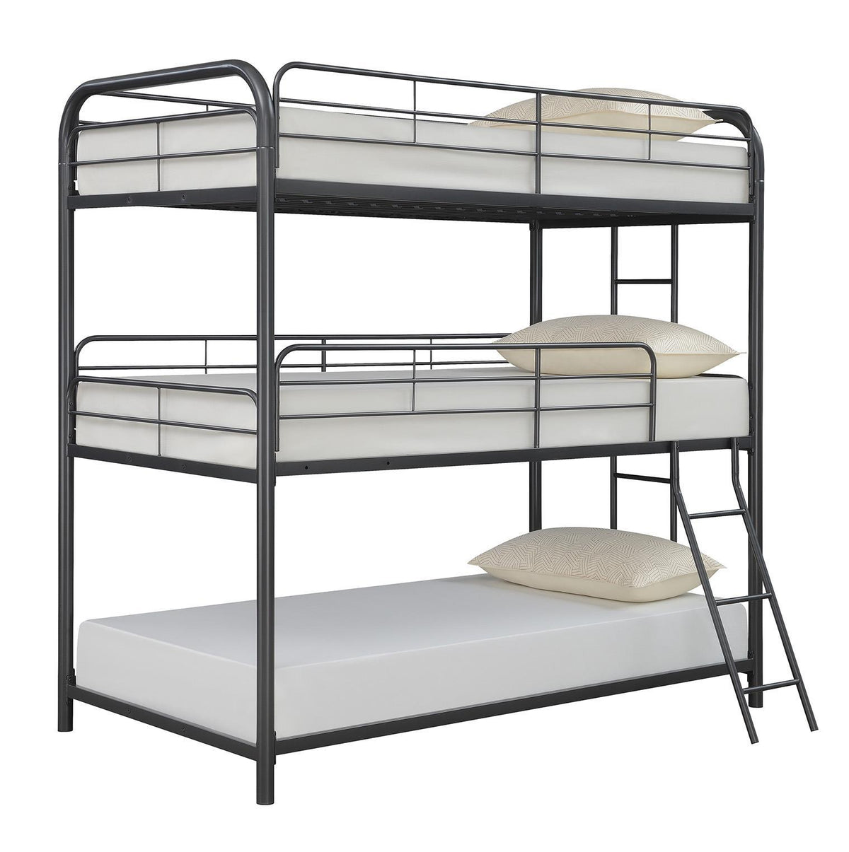 Garner Triple Twin Bunk Bed with Ladder Gunmetal Half Price Furniture