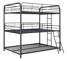 Garner Triple Full Bunk Bed with Ladder Gunmetal Garner Triple Full Bunk Bed with Ladder Gunmetal Half Price Furniture