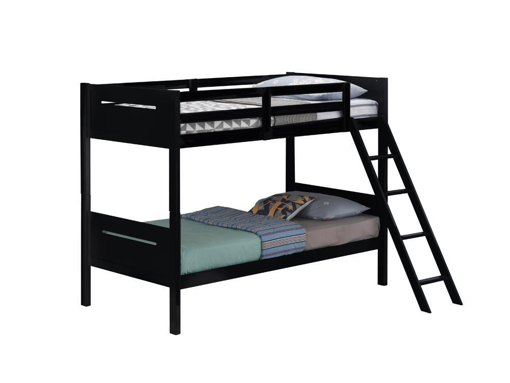 Littleton Twin Over Twin Bunk Bed Black  Las Vegas Furniture Stores