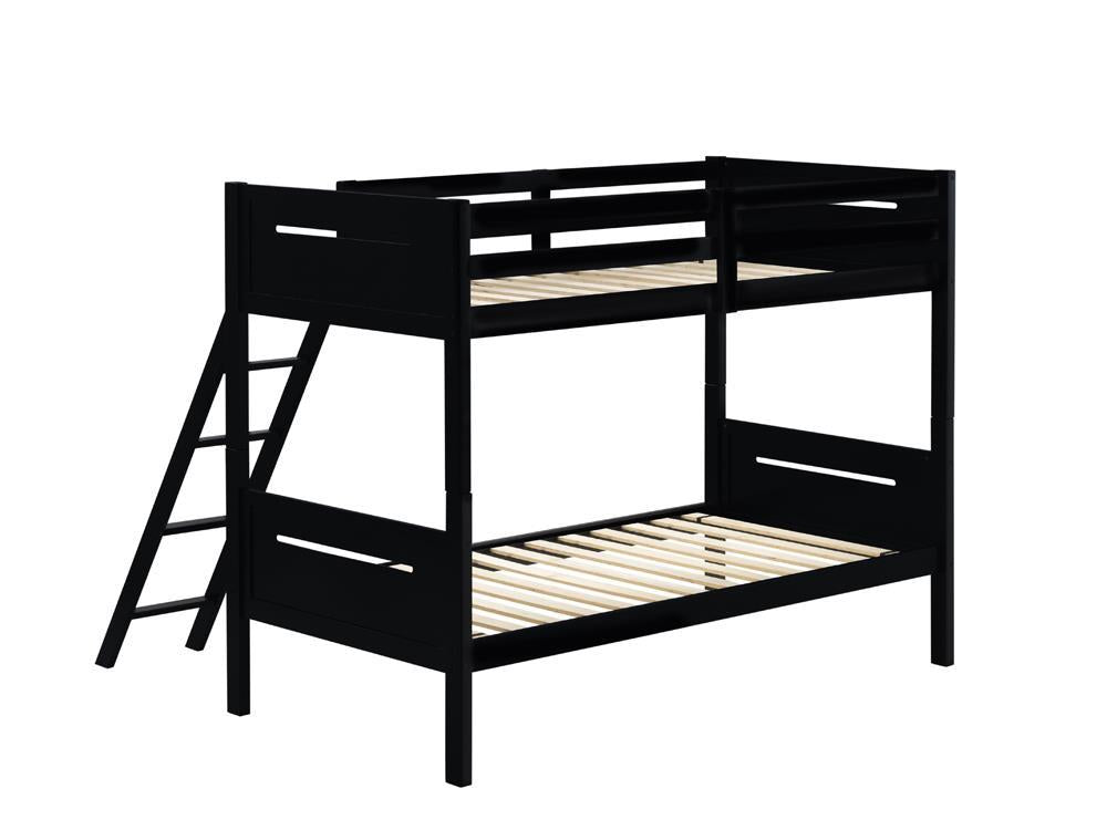 Littleton Twin Over Twin Bunk Bed Black Half Price Furniture